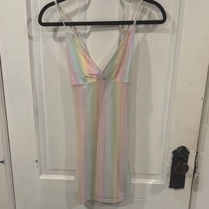 superdown Rainbow Striped Mini Dress